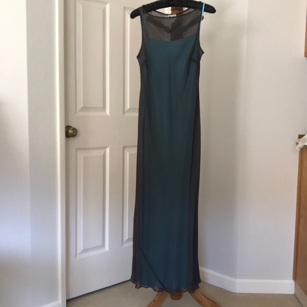 Two layer silk maxi slip dress